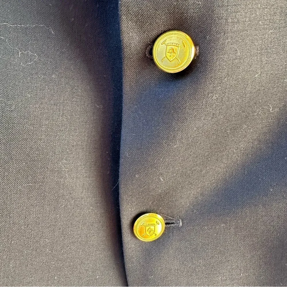 LAUREN RALPH LAUREN‎ Jacket Men 46R Blazer Sport Coat Navy Blue Gold Button Wool